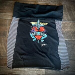 Bon Jovi  reconstructed t shirt fold over skirt  L